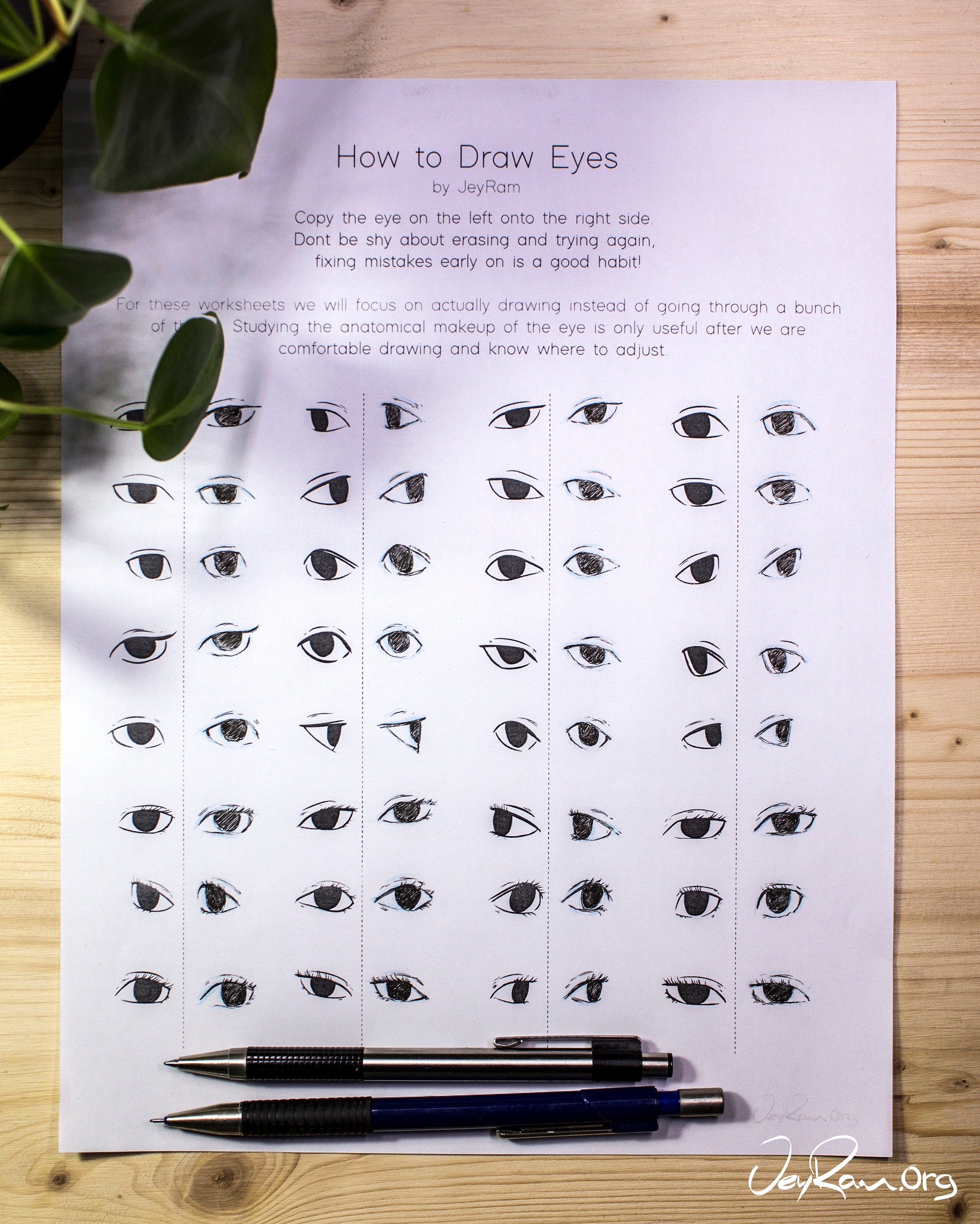 Female Anime Eye Drawing & Design (Printable PDF) - JeyRam Drawing