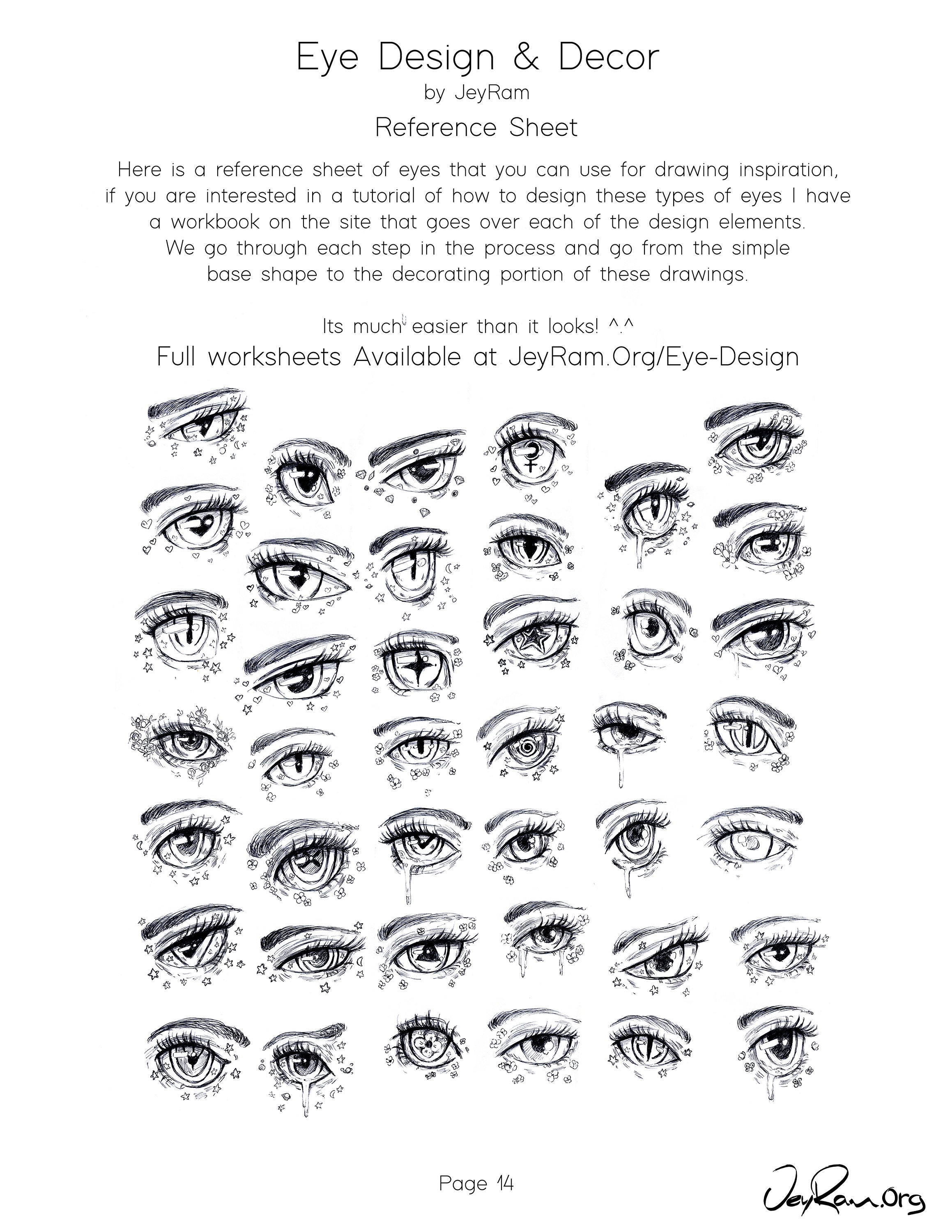 Female Anime Eye Drawing & Design (Printable PDF) - JeyRam Drawing Tutorials
