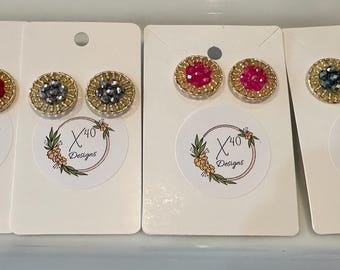 Beaded stud earrings 598
