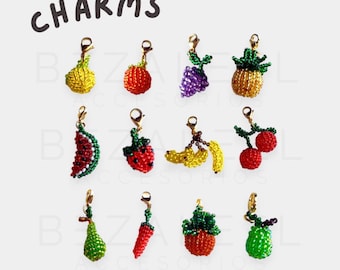 Handmade Beaded Fruit Charms – Colorful Clip-On Charms for Necklaces, Bracelets, Keychains & Accessories – Colombian Jewelry