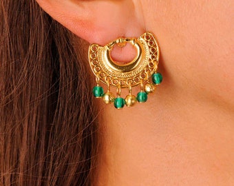 Green Filigree Nose Ornament Stud Earrings PC010V