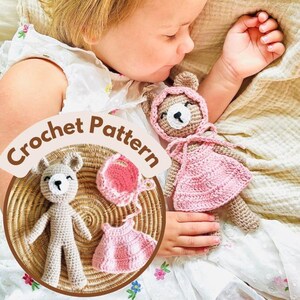 Crochet Bear Doll Pattern, Amigurumi Stuffed Animal Toy, Doll & Accessories Patters, Digital PDF Pattern, Crochet Doll Bundle For Beginners