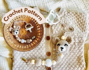 Wzór na szydełkowy klips do smoczka, Amigurumi w formacie PDF, Prezent na baby shower, Łatwy szydełkowy klips do smoczka dla noworodka, Ręcznie robiony prezent dla noworodka dla początkujących