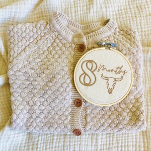 Monatliche Meilenstein-Reifen, Western-Baby-Geschenk-Set, Baby-Geschenk-Set, gestickte Andenken, Western-Kinderzimmer-Dekor, Babys erstes Jahr-Foto-Requisite