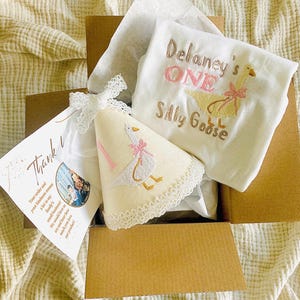 Silly Goose Clothing, Birthday Outfit Set, One Silly Goose Party Onesie, Custom Birthday Shirt, Embroidered Name, Personalized Handmade Gift