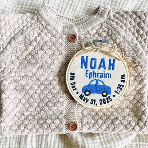 Geburtsankündigungsschild, Baby Geburtsdaten Hoop, Krankenhaus-Babynamen-Ankündigungskarte, personalisiertes Baby-Andenken, benutzerdefiniertes Babyankunftszeichen
