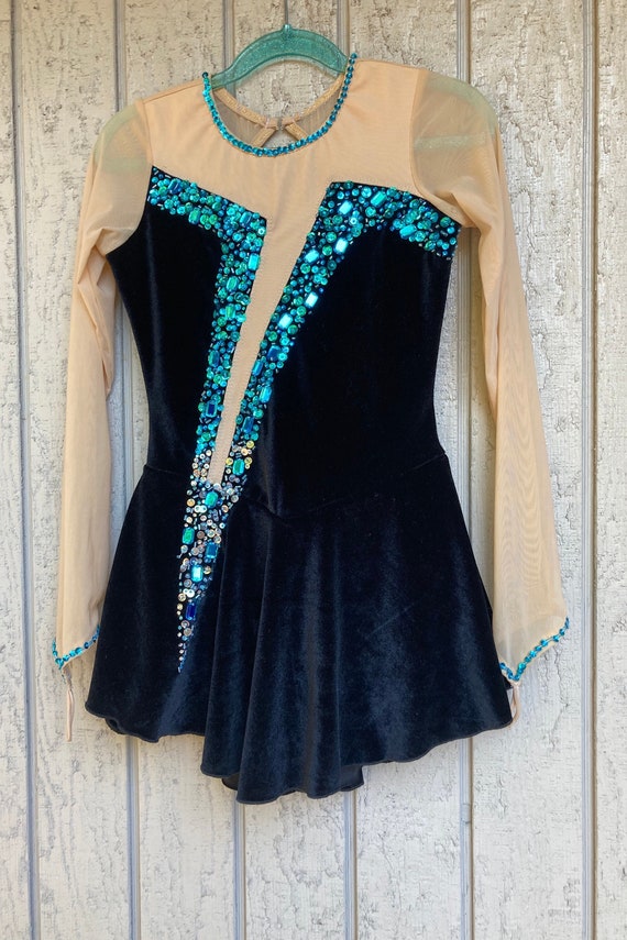 Aqua Blue Crystal Ice Skating Dress, Girls Performance Velvet Dress - Etsy  Canada