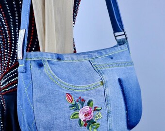 Upcycled Denim Bags/ Handmade Recycled Women Purses /Patchwork Purses/Great Christmas Gifts
