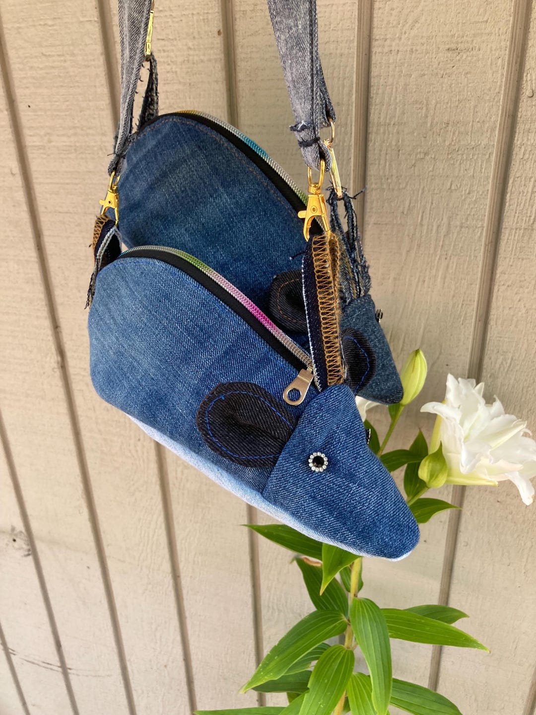 Recycled Denim Mouse Pouch: Handmade Coin & Pencil Case - Etsy