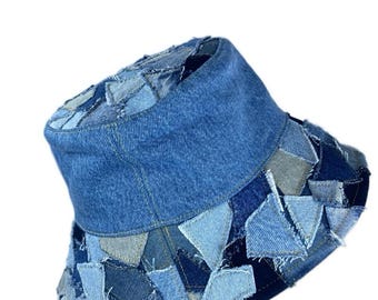 Upcycled Denim Bucket Hat: Handmade Reversible Design