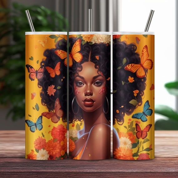 Juneteenth Black Queen Tumbler Wrap Sublimation, Strong Women Straight Skinny 20 oz Tumbler Sublimation, Black Power Gifts