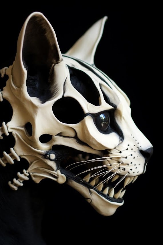 Cat Skull Mask White - 3D Planet Props Any Custom Color