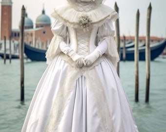 Elegant Venetian costume. Dress Venetian masquerades masks. Italian carnivals clothing Historical art. renaissance costume only