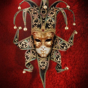 Venetian Jolly Original Venice Carnival Mask Traditional papier-mâché mask with gold leaf.