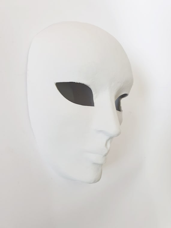 White Masks of Paper Mache Venetian Style for White Italian Style  Decorations 