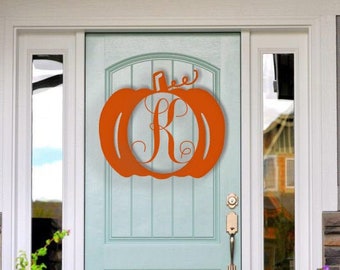Personalized Pumpkin Initial Door Hanger - Fall Decor - Monogram Door Hanger - Pumpkin Decor - Custom Monogram Pumpkin Sign