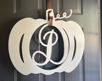 Personalized Pumpkin Initial Door Hanger - Fall Decor - Monogram Door Hanger - Pumpkin Decor - Custom Monogram Pumpkin Sign