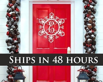 20" Snowflake Monogram - Wooden Snowflake - Wood Door Hanger - Wood Monogram - Christmas Decor - Home Decor - Wood Holiday Winter Decor