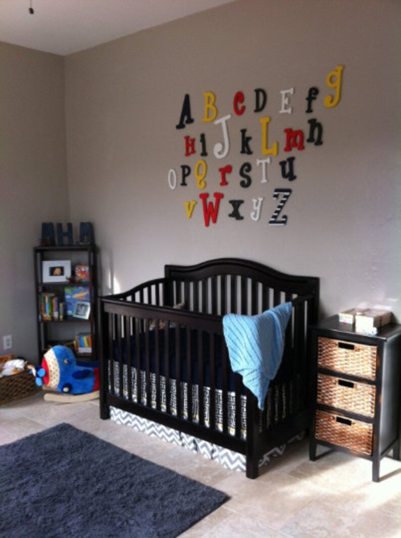 Wooden Alphabet Letters Set Painted Wooden Letters Nursery Etsy