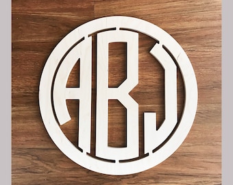 Wooden Monogram Wall Hanging - Wooden Initials for Nursery - Crib Monogram Letters - Circular Monogram Cutout - Personalized Monogram