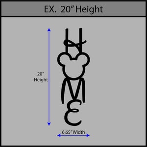 May include: Black and white line art design of the word "Home" with a Mickey Mouse head in the middle. The design is 20 inches tall and 6.65 inches wide.