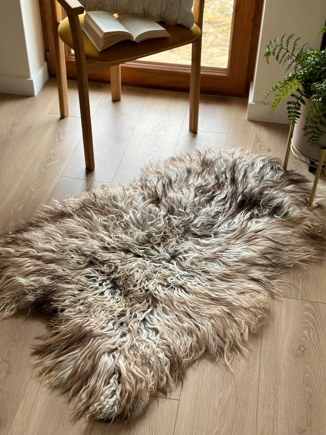 Gotland Sheepskin, Brown Mouflon, Sheepskin Rugs, White and Brown