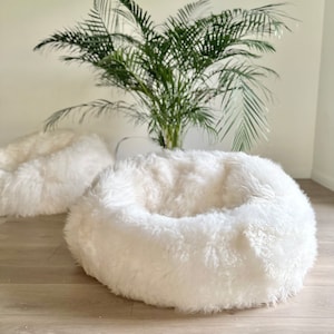 Sheepskin pouf XXXL White pouf Large pouf Fur pouf Comfortable pouf Sheepskin beanbag Bean Bag Furry decorations Gift. Sale Black Friday