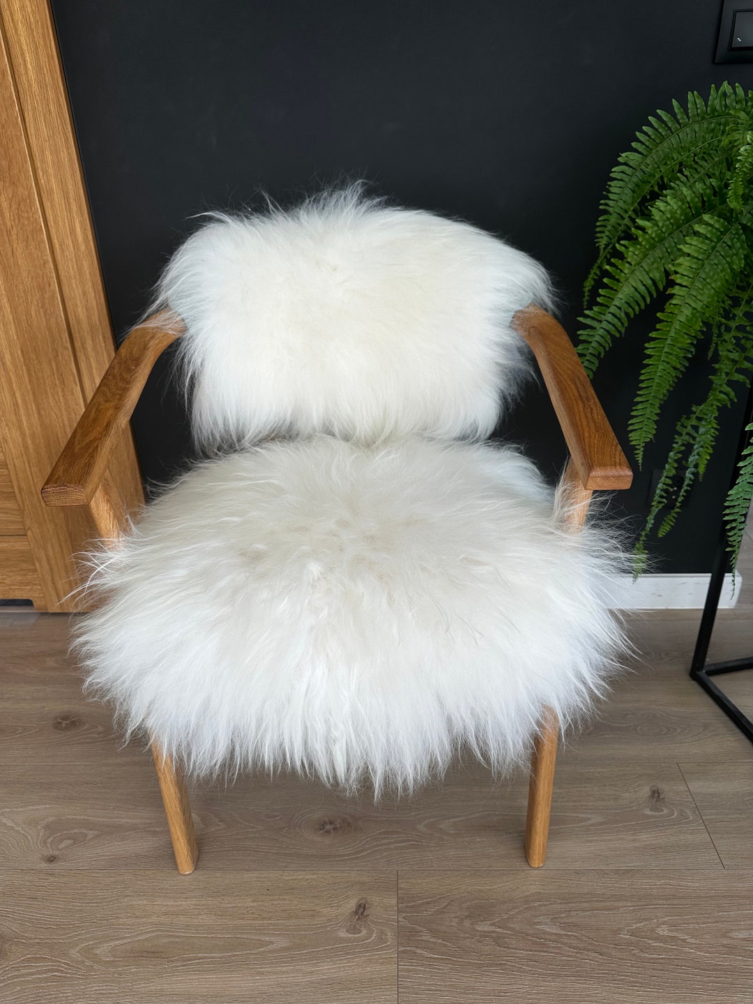 Furry And Textured Nordic Home Decor Reference: Sheepskin Stool Cover Chair Cover Furry Stool Scandinavian Decor Seat