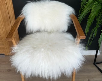 Housse de tabouret en peau de mouton housse de chaise tabouret à fourrure décor scandinave coussin de siège coussin de chaise tabouret blanc jeté de chaise Black Friday cadeau de Noël