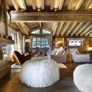 Sheepskin pouf XXXL White pouf Large pouf Fur pouf Comfortable pouf Sheepskin beanbag Bean Bag Furry decorations Gift. Sale Black Friday