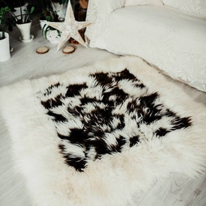Sheepskin Rug, Brown and White Rug, Genuine Sheepskin Rug, White Sheepskin, Icelandic Sheepskin Rug, Sheepskin Carpet, Sale Black Friday