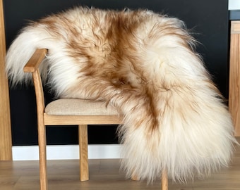 Sheepskin Rug, White sheepskin, Genuine  Sheepskin Rugs, Icelandic Sheepskin bedspread, Sheepskin throw, White nad Brown Sheepskin chair