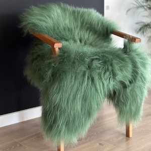 Genuine Sheepskin Rug Pad, Birthday Gift, Green Sheepskin Throw, Sheepskin Floor Decorating, Sheepskin bedspread, Black friday sale