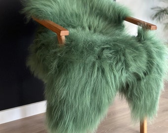 Genuine Sheepskin Rug Pad, Birthday Gift, Green Sheepskin Throw, Sheepskin Floor Decorating, Sheepskin bedspread, Black friday sale
