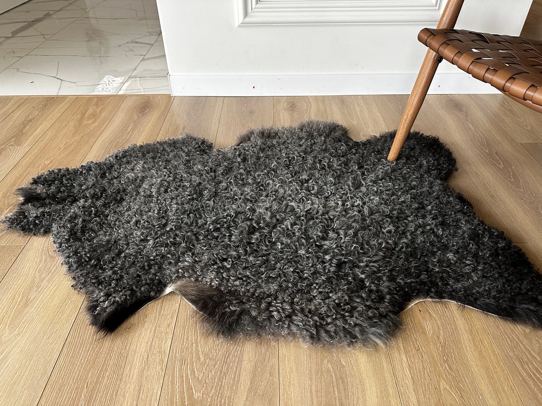 Gotland Sheepskin Rug Curly Fur Rug Sheepskin Bedspread Grey Swedish ...