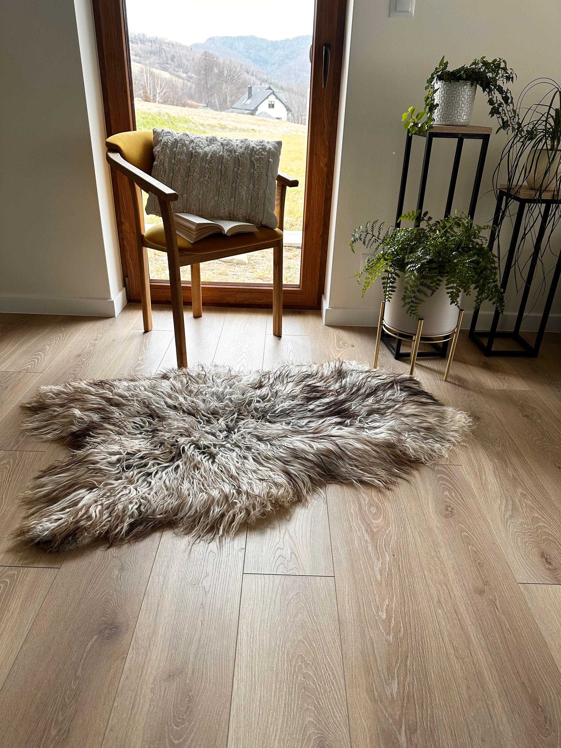 Gotland Sheepskin, Brown Mouflon, Sheepskin Rugs, White and Brown