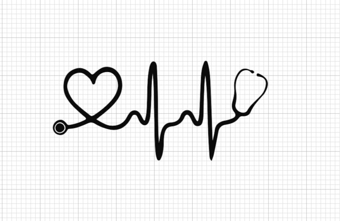 EKG Stethoscope With Heart SVG - Etsy