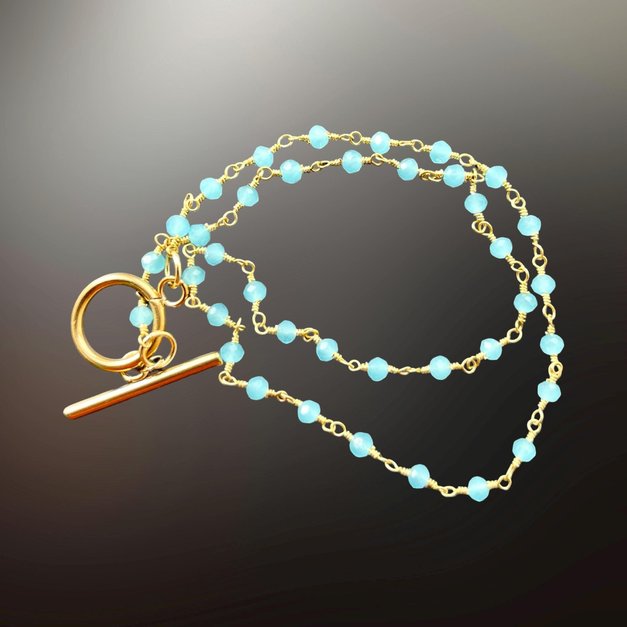 Peruvian opal jewelry, dainty rosary necklace gold, 14th anniversary gift her, something blue for bride from mother, boy mum birthday gifts