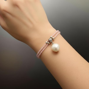 Pulsera delicada de cuarzo rosa y plata de ley, perla de agua dulce, joyería de piedras preciosas auténticas para mujer, regalos para el próximo capítulo para ella, pequeñas cuentas.