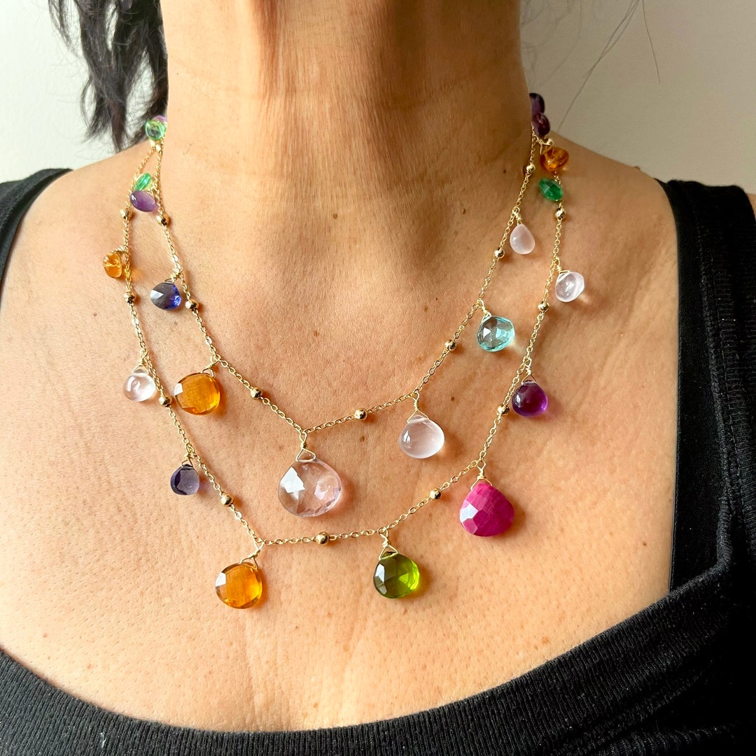 ネックレス・ペンダント Multi Color Stone Statement Necklace il_1080xN.6145648723_7npu.jpg