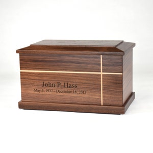 Traditional Urn With Cross - Walnut Wood