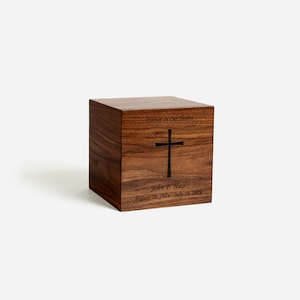 Simple Urn - Walnut With Cross