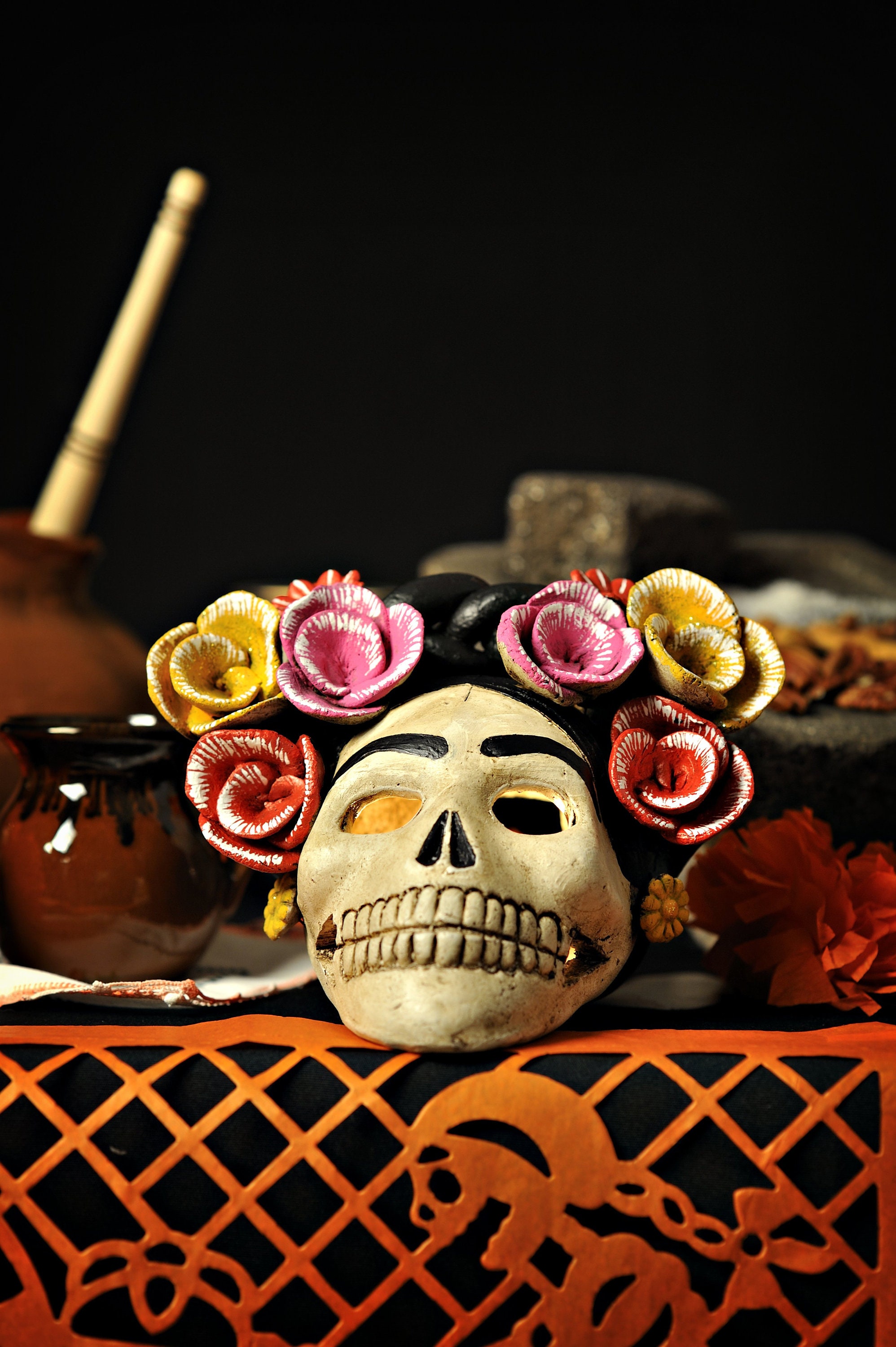 Day of the Dead Skull Candle Holder Frida Etsy