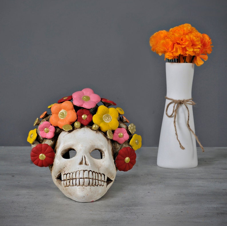 Day of the Dead Skull Candle Holder Lupita Etsy