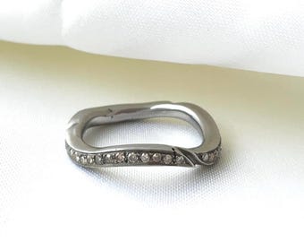 Schwarz Rhodium Pave Diamant Ring: Sterling Silber Kantige Band