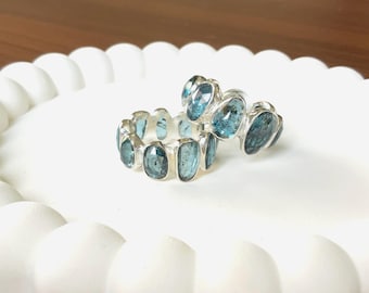 Moos Kyanit Silber Ring | Ovales Edelstein Eternity Band | Handgemachte Sterling Silber Schmuck