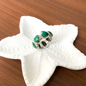 Handmade Malachite Sterling Silver Ring - US 10.75
