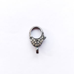 Pave Diamond Sterling Silver Clasp: Handmade Lock Charm (15x9 mm)