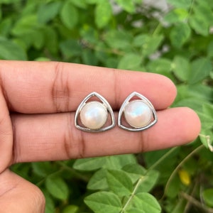 Handmade Sterling Silver Pearl Earrings: Elegant Gemstone Jewelry