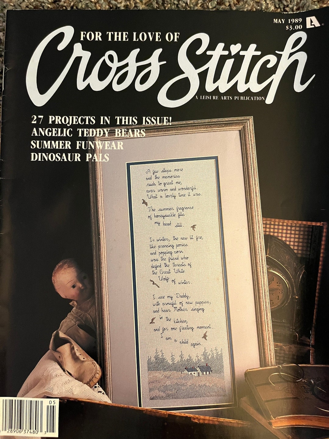 Cross Stitch, May 1989 Leisure Arts Publication Cross Stitch Magazine